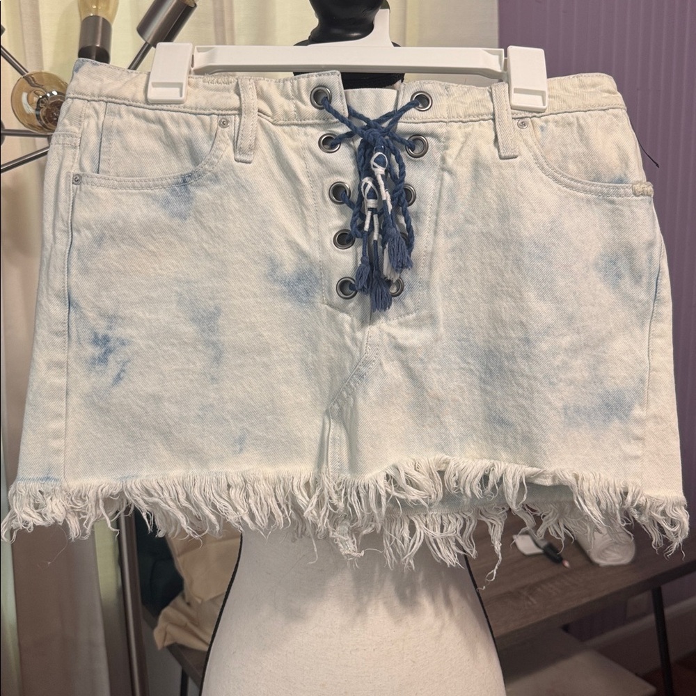 Free people white washed frayed edge skirt